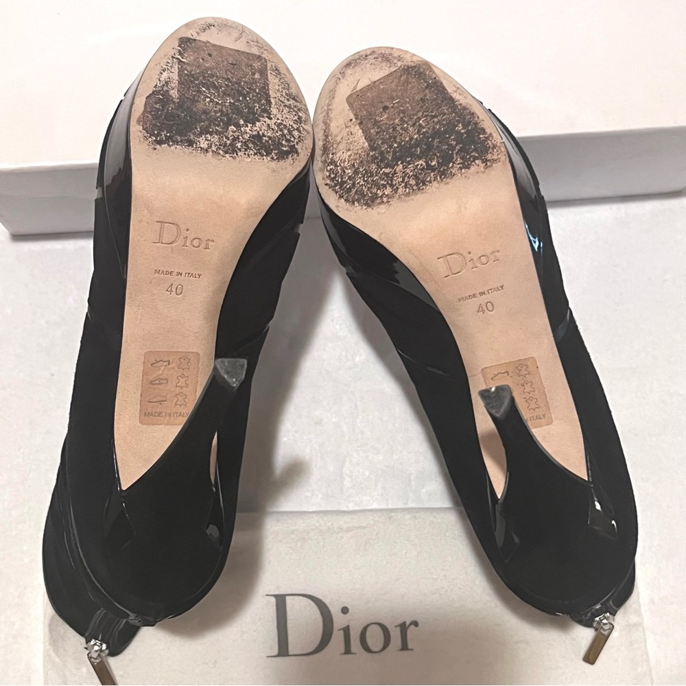 Dior Graphic Suede/Patent Leather Black Ankle Boots Size 40 - Picture 10 of 17